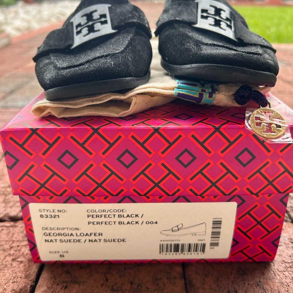 Tory Burch Georgia Loafer – Black Suede – Classic Style – Size 8